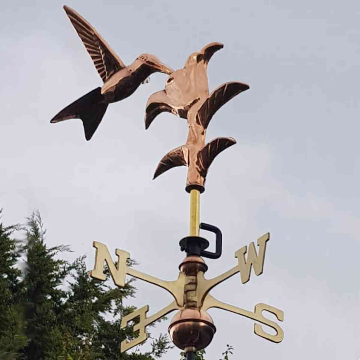 Copper hummingbird weathervane